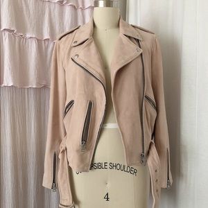 Allsaints blush pink suede biker jacket US 6